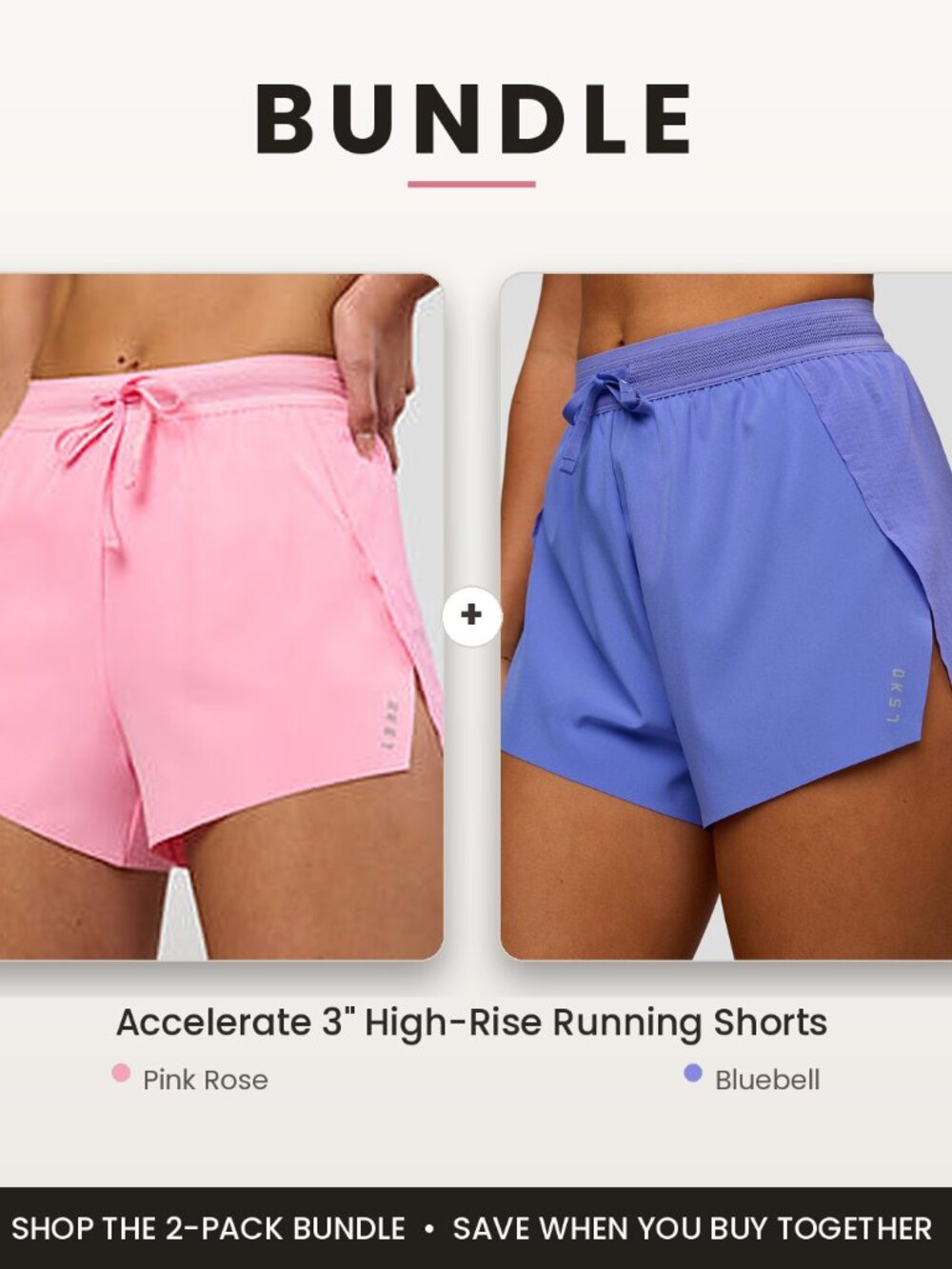 NEW BUNDLE 2x LSKD Womens Accelerate 3" Running Shorts PINK PURPLE choose sz